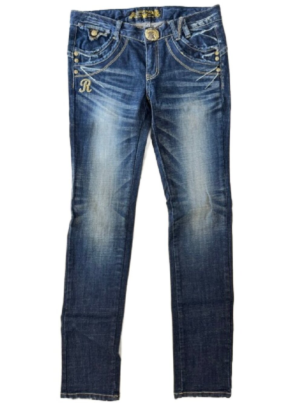 Red Pepper Y2K Japanese Denim Jeans size 30 Gold Label Embroidered (34"x35.5")